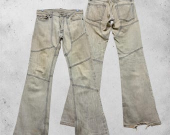W31 Rupert Edge Japan Distressed Reconstructed Flare Jeans Vintage Y2K Streetwear Size 31x30