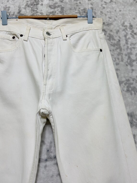 W30 Vintage Levi's 501 Original White Straight Le… - image 6