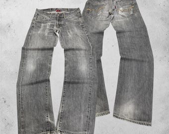 Vintage Edwin 503 Flare Leg Jeans - Distressed Faded Blue Denim