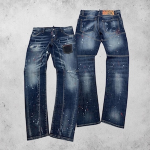 W29 DSQUARED2 Designer Denim Paint Splatter Jeans Italian Luxury Distressed Style Size 29x29