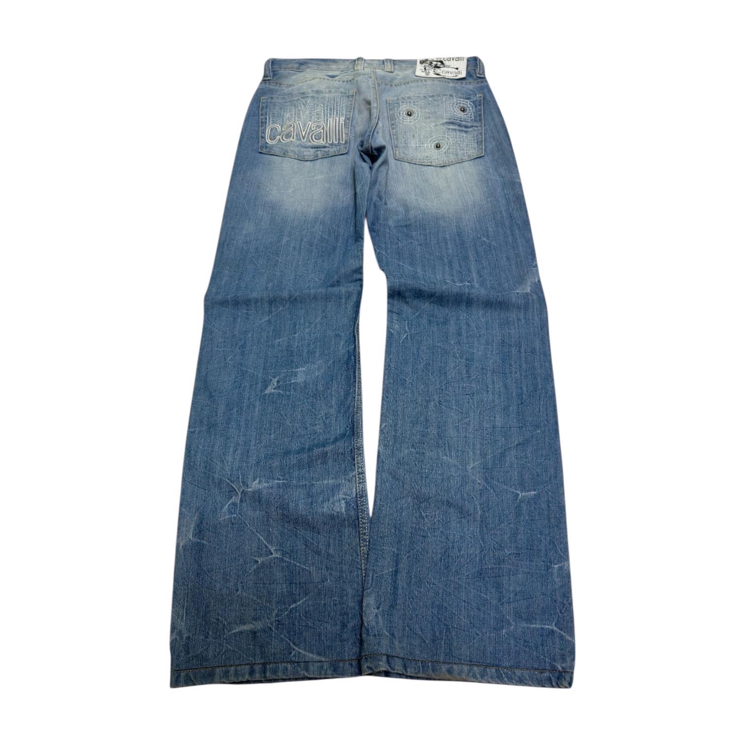 Jean Just Cavalli Taille 27 - Broderie élégante Sur Denim Bleu - Neuf Avec étiquettes