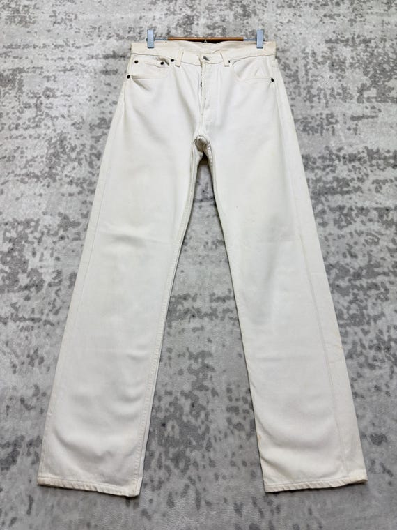 W30 Vintage Levi's 501 Original White Straight Le… - image 2