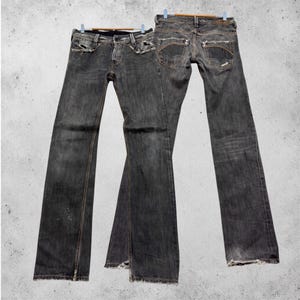 W30 Vintage Diesel Industry Distressed Ripped Claw Mark Y2K Denim Jeans Grunge Archive Size 30x33