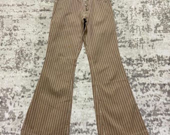 W27 Vintage Tornado Mart Y2K Pinstripe Flared Pants Bootcut Japanese Archive Size 27x28