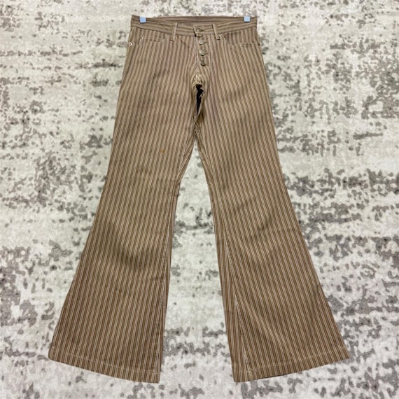 W27 Vintage Tornado Mart Y2K Pinstripe Flared Pants Bootcut 