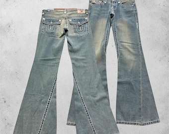 Vintage True Religion Joey Super T Yellow Stitch Jeans Y2K Early