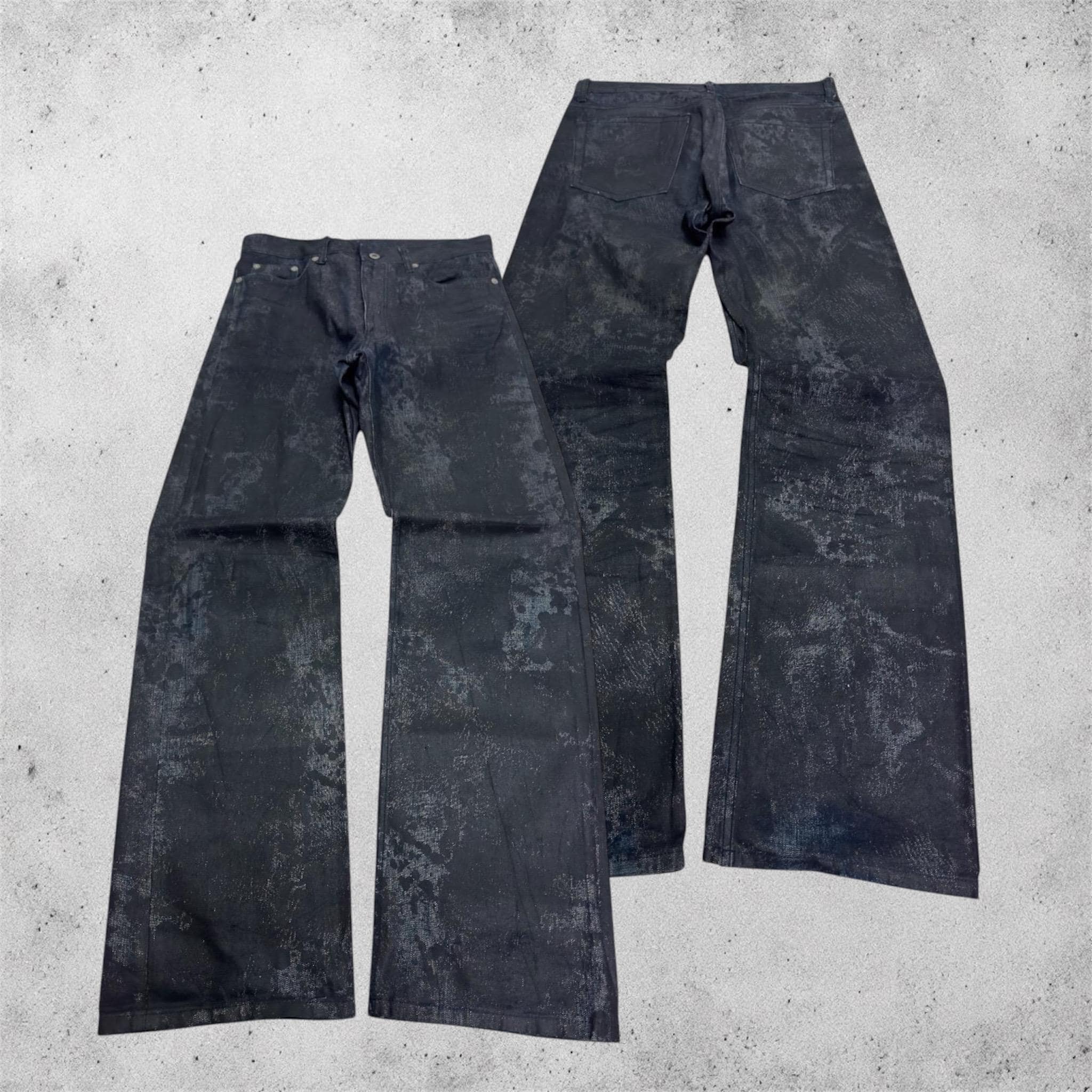 Mens Black Coated Jeans - Etsy