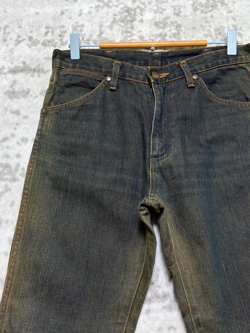 Vintage Wrangler Sun Faded Flared Mud Wash Bootcut Denim Jeans Size W 29x32 image 5