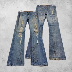 デニム+ジーンズ 00s japanese label flare denim glad news Glad News Clothing - Etsy
