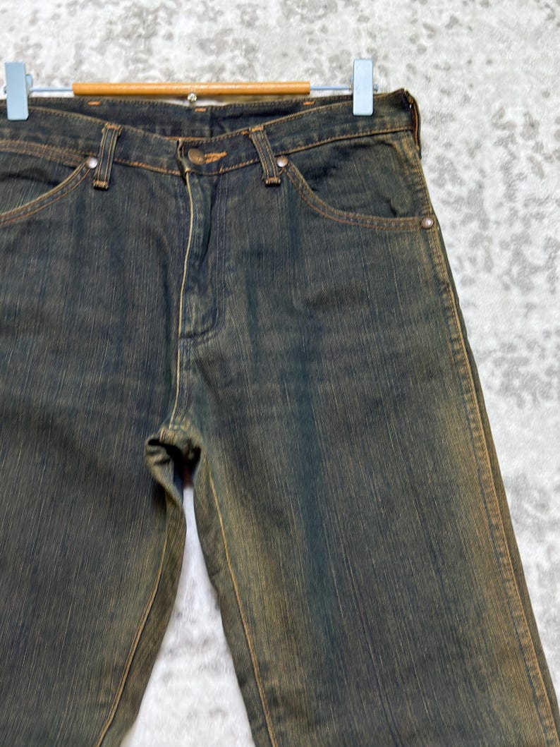 Vintage Wrangler Sun Faded Flared Mud Wash Bootcut Denim Jeans Size W 29x32 image 4