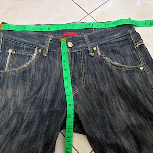 W31 Vintage Edwin 503 Slitna Utsvängda Denim Jeans Med Broderi Japansk Y2K Arkivmodell Storlek 31x27 bild 17