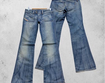 DIESEL 00s 3D Cut Flare Denim Diesel LOWKY B.C Jeans W30 L30 – Y2K 
