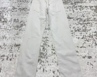 Vintage Levi’s 501 Original White Straight Leg Button Fly Denim Jeans Men’s Classic Red Tab Pants Size W31x32