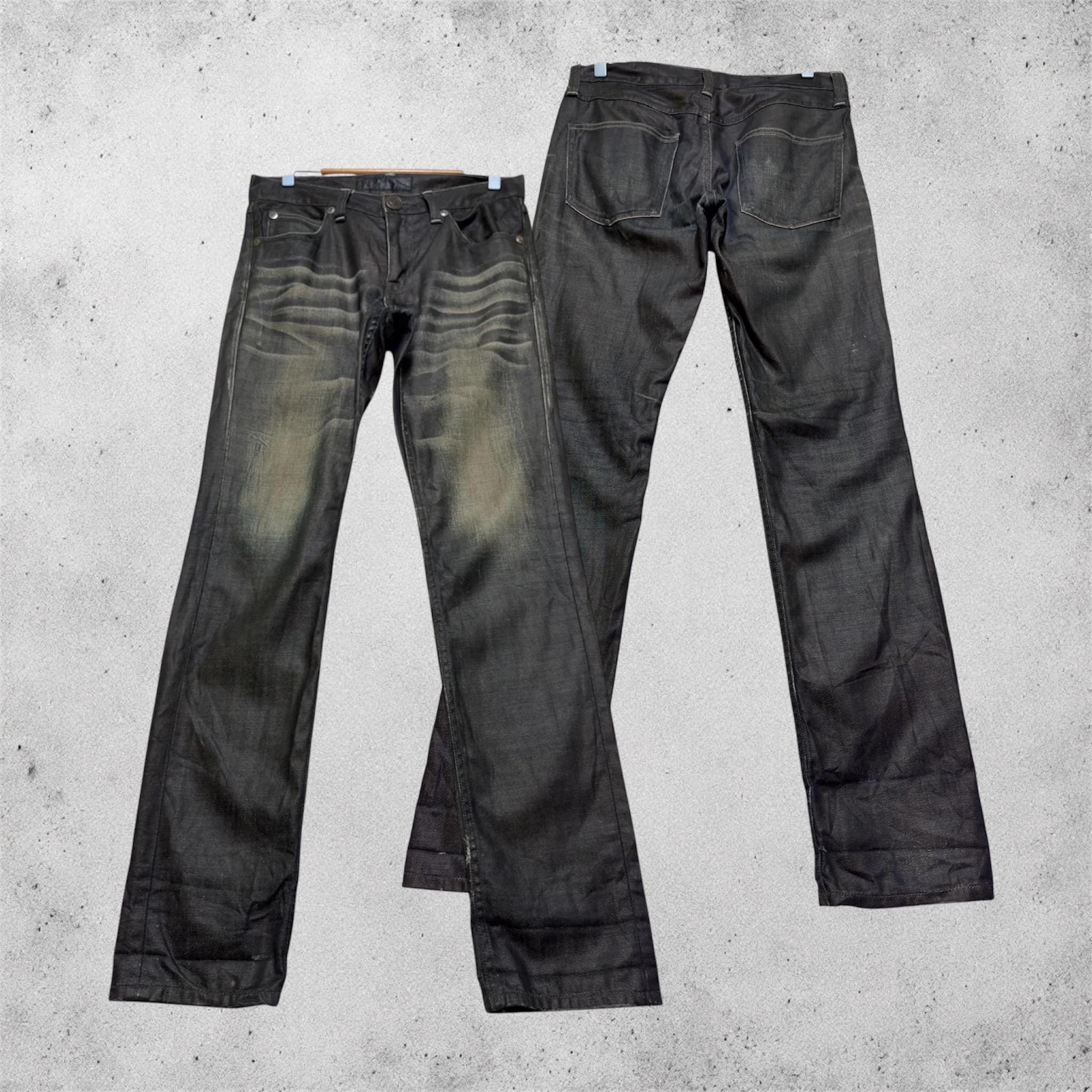 Mens Black Coated Jeans - Etsy