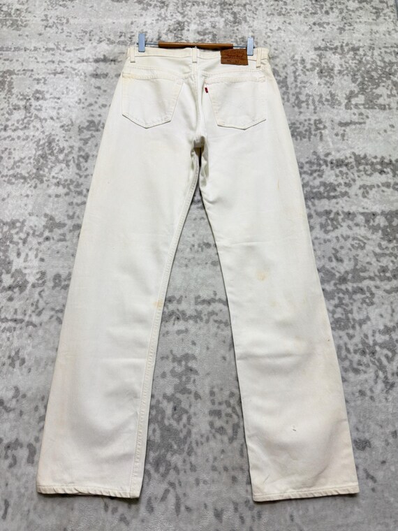 W30 Vintage Levi's 501 Original White Straight Le… - image 3