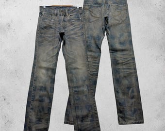 W29 Semantic Design Mud Wash Denim Jeans Plaid Pattern Archive Fashion Vintage Japan Size 29x33