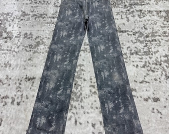 Pantalones vaqueros rectos de mezclilla gris jaspeado negro con efecto desteñido ácido, estilo Y2K In The Attic, talla W30x32
