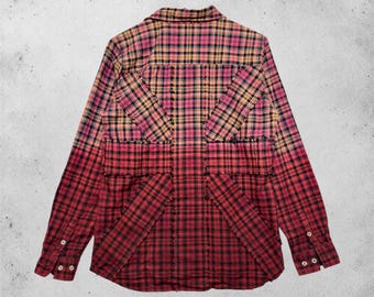 Vintage Semantic Design Y2K Reconstructed Flannel Shirt Japanese Rock Punk Style Size M