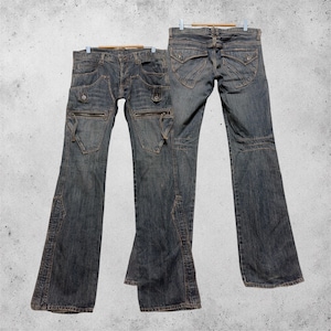 W32 Vintage Difference Rupert Flare Cargo Jeans Japanse Punk Denim Maat 32x32
