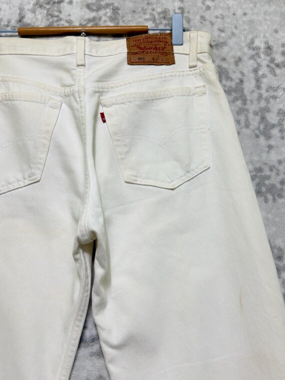 W30 Vintage Levi's 501 Original White Straight Le… - image 12