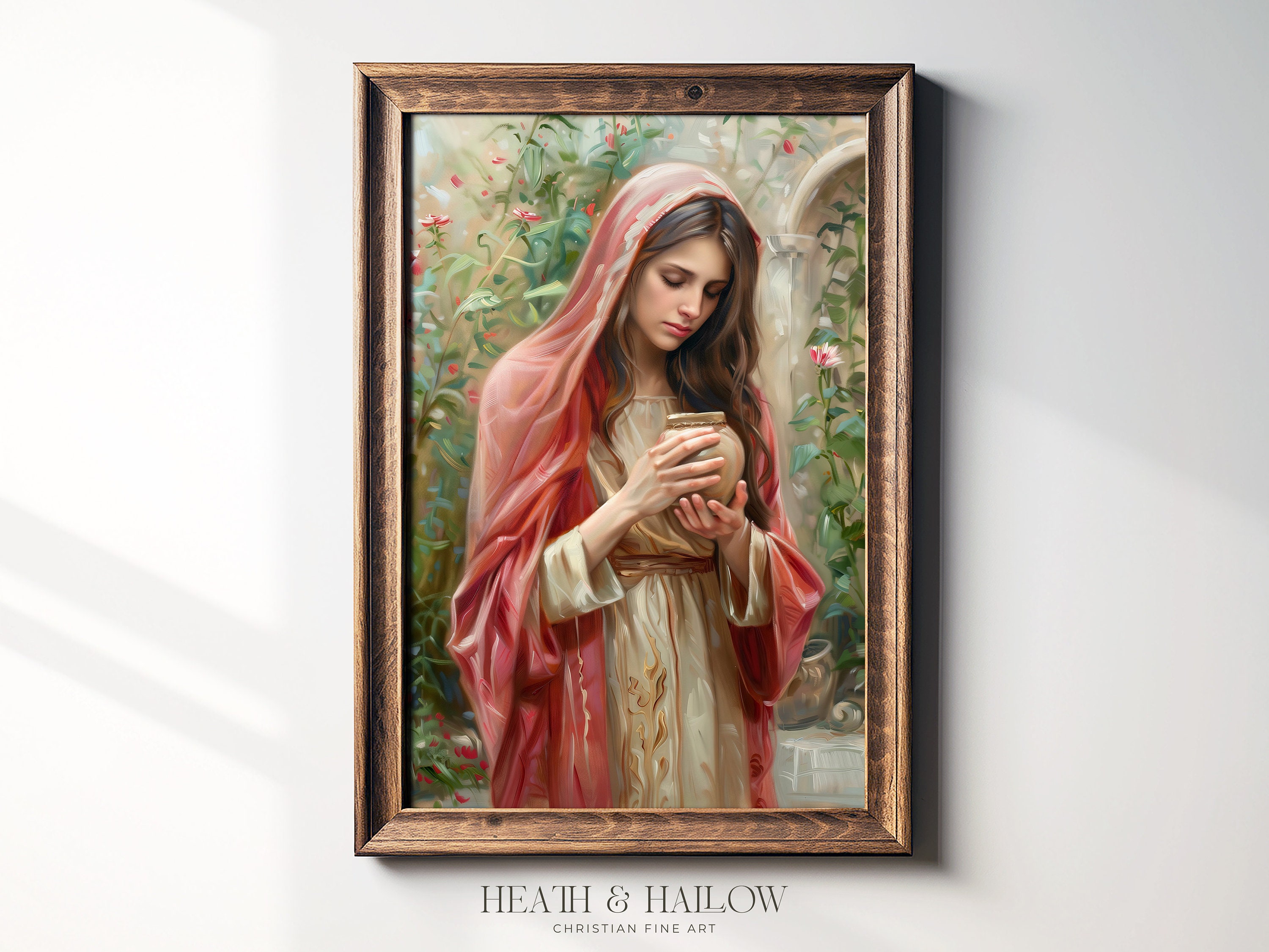 Mary Magdalene | Female Saint Painting | Christian Wall Art | Downloadable Bible Art | Mary Anointing Jesus | Digital Art File