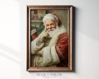 Vintage Santa Portrait Christmas Print | Classic Santa Claus Wall Art | Cozy Holiday Home Decor | Nostalgic Christmas Printable Artwork