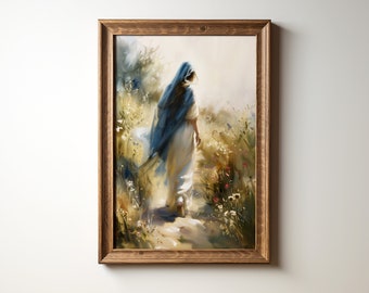 Mary Knows the Way | Virgin Mary Wall Art | Catholic Art Printable | Watercolor Bible Art | Housewarming Gift | Bedroom Decor Download