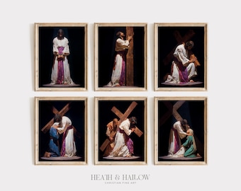 Stations of the Cross Print Bundle, 14 Print Catholic Passion Art (Digital Download)