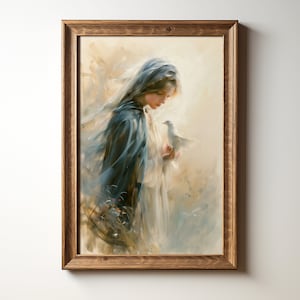 Heiliger Geist Taubendekor | Wandkunst der Jungfrau Maria | Katholische Kunst | Aquarell Bibelkunst | Mutter Maria | Gemälde der Heiligen Jungfrau, sofortiger Download