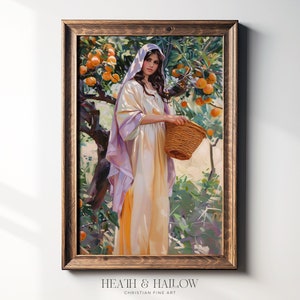 Maria Magdalena onder de persimmonboom | Boho katholieke kunst aan de muur | Maria de Apostel | Gebedskamer vrouwelijke heilige wanddecoratie | Digitaal bestand