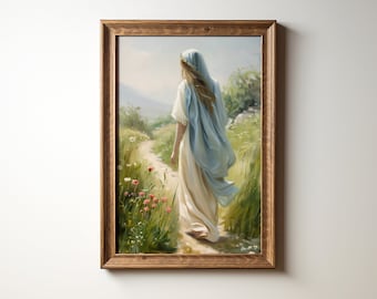 Mary Knows the Way | Catholic Wall Art Printable | Watercolor Bible Art | Mother Mary Home Decor | Blessed Virgin Painting Instant Download