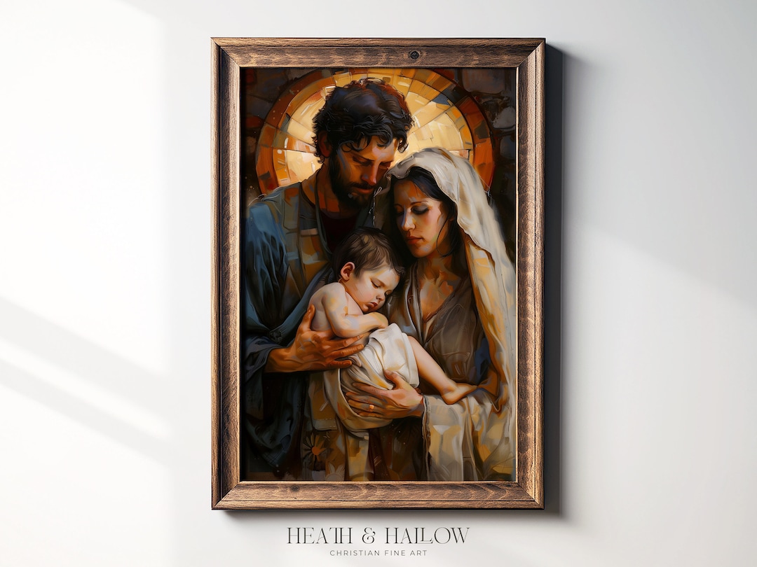 Holy Family Catholic Wall Art | Virgin Mary and Joseph Christian Home ...