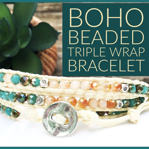 Beaded Boho Triple Wrap Bracelet | Wrap Bracelet | Gift for Girls | Wrist Wrap | Womans Bracelet