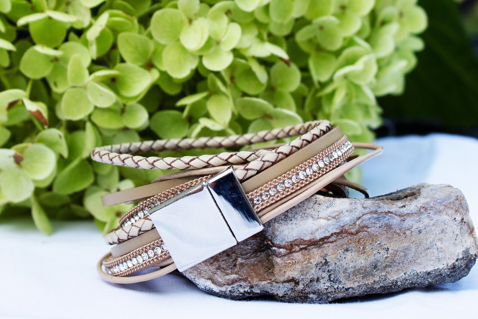 Tan Leather Wrap Bracelet Braided Double Wrap Bracelet Etsy