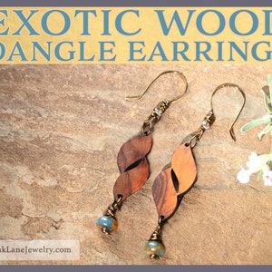 Wood Dangle Earrings | Exotic Dark Wood Earrings | Handmade Boho Earrings for Her