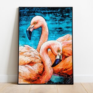 Flamingo Poster DIGITAL DOWNLOAD Flamingo Print, Pink Flamingo, Illustration Flamingo Poster,  Flamingo    Wall Art · Living Room Decor ·