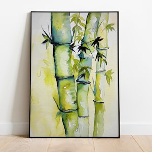 Bamboo poster, Bamboo Wall Art Print, Greenery Gallery Wall Art, Meditation Decor, Plant Lover Gift, Green Bamboo