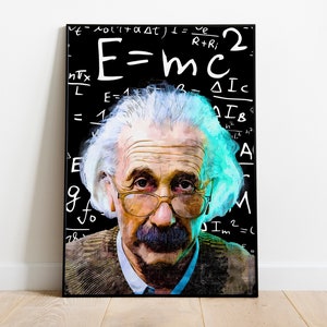 Albert Einstein Poster, physicist, E=mc2, Love Science , Digital Print, Wall Art, Scientist, Theory of Relativity, Home Decor