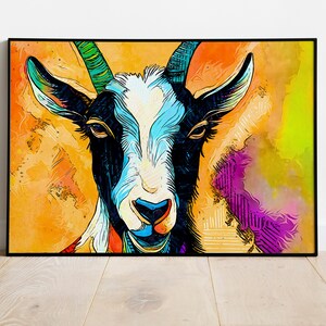 Goat portrait, Goat face, Goat head, Goat illustration, Goat Art Print, Poster, Farm Animal Art