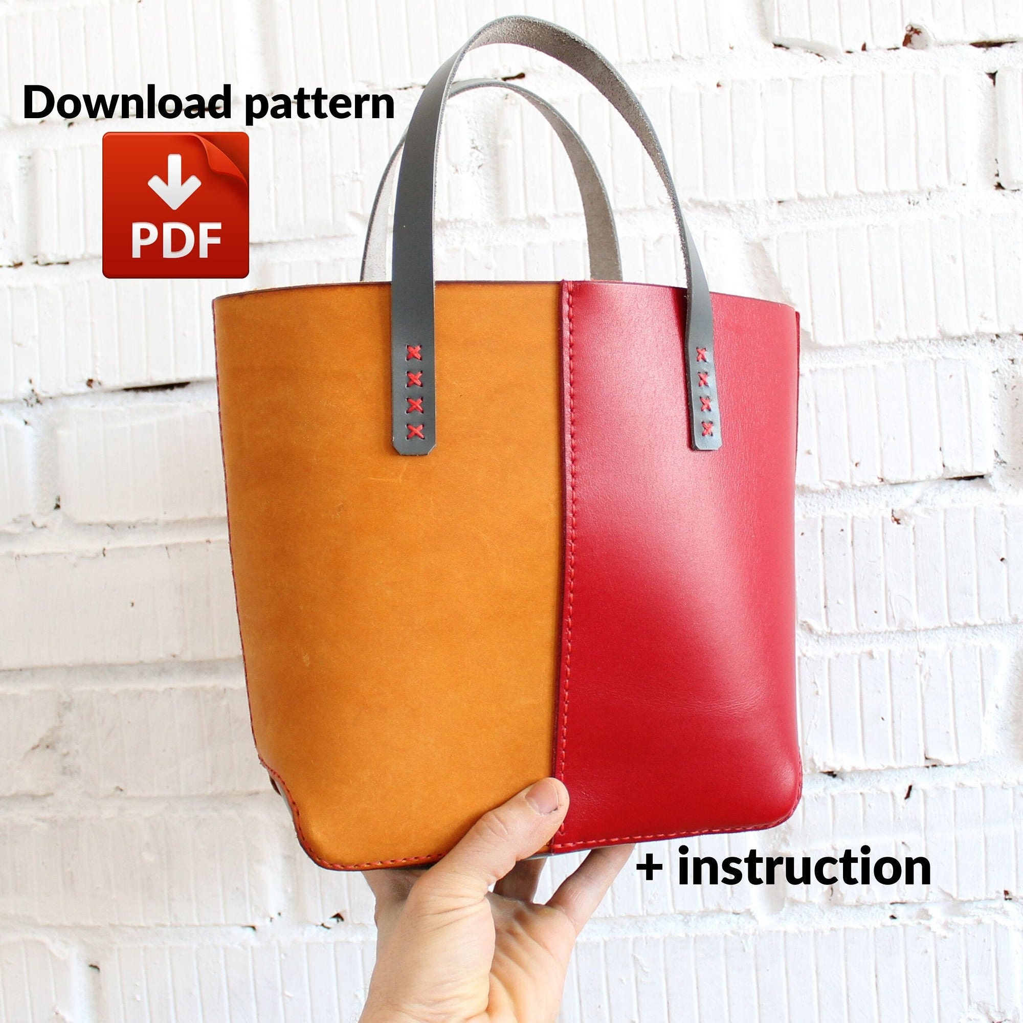 Tote bag pattern / leather PDF template Etsy Tote bag pattern / leather PDF template Etsy