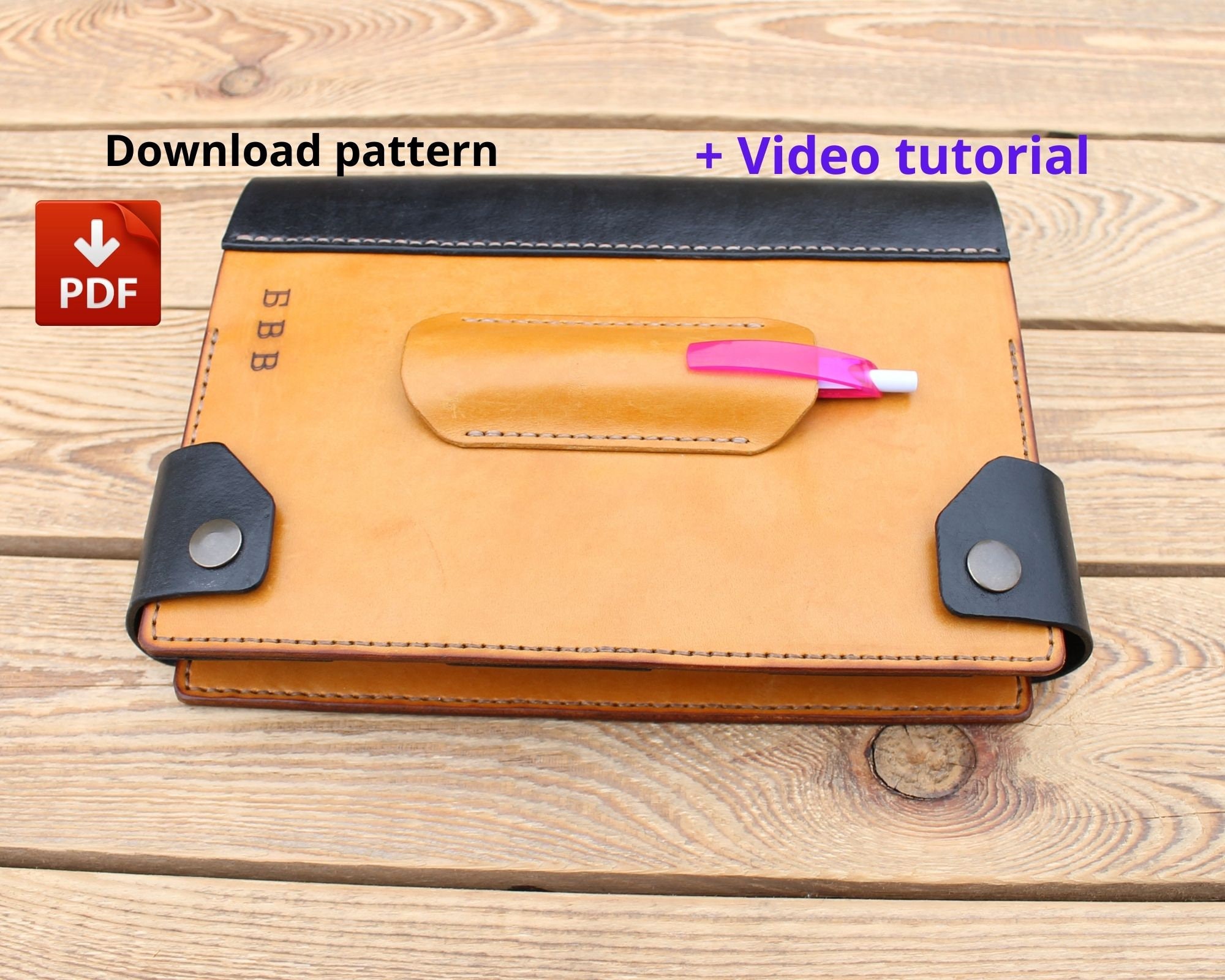 PDF pattern Leather book cover video tutorial Etsy