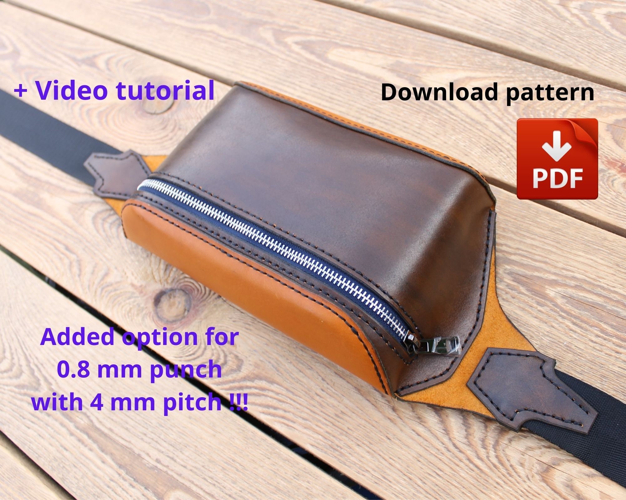 Pdf Pattern Leather Waist bag fanny pack bumbag. Etsy