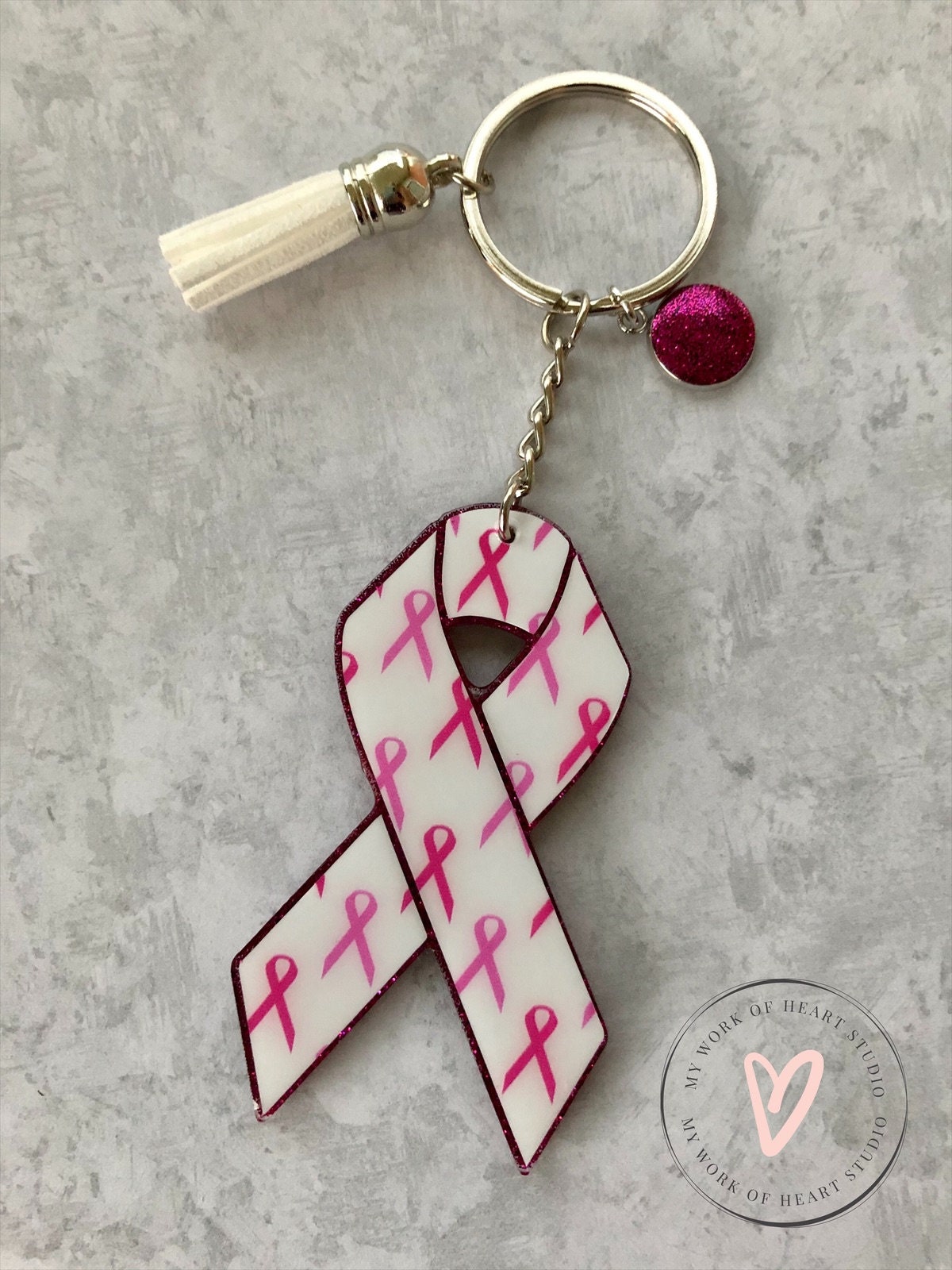 Breast Cancer Awareness Keychain Etsy