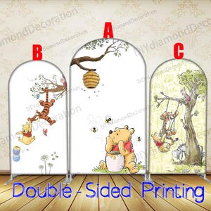 Double Side Printing Winnie the Pooh Arch Backdrop Cover Cartoon Baby Shower Kids Birthday Party Decoration Photography Background Wall