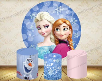 Disney Princess Round Cover Backdrop Child Girls Birthday Party Backdrop Cylinder Cover Decor Photo Booth Photography Background Wall