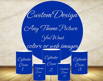 Coperture per fondali rotondi in tessuto con tema personalizzato, coperture cilindriche, fondali circolari, fondali per compleanni, fondali per baby shower, fondali per fotografia