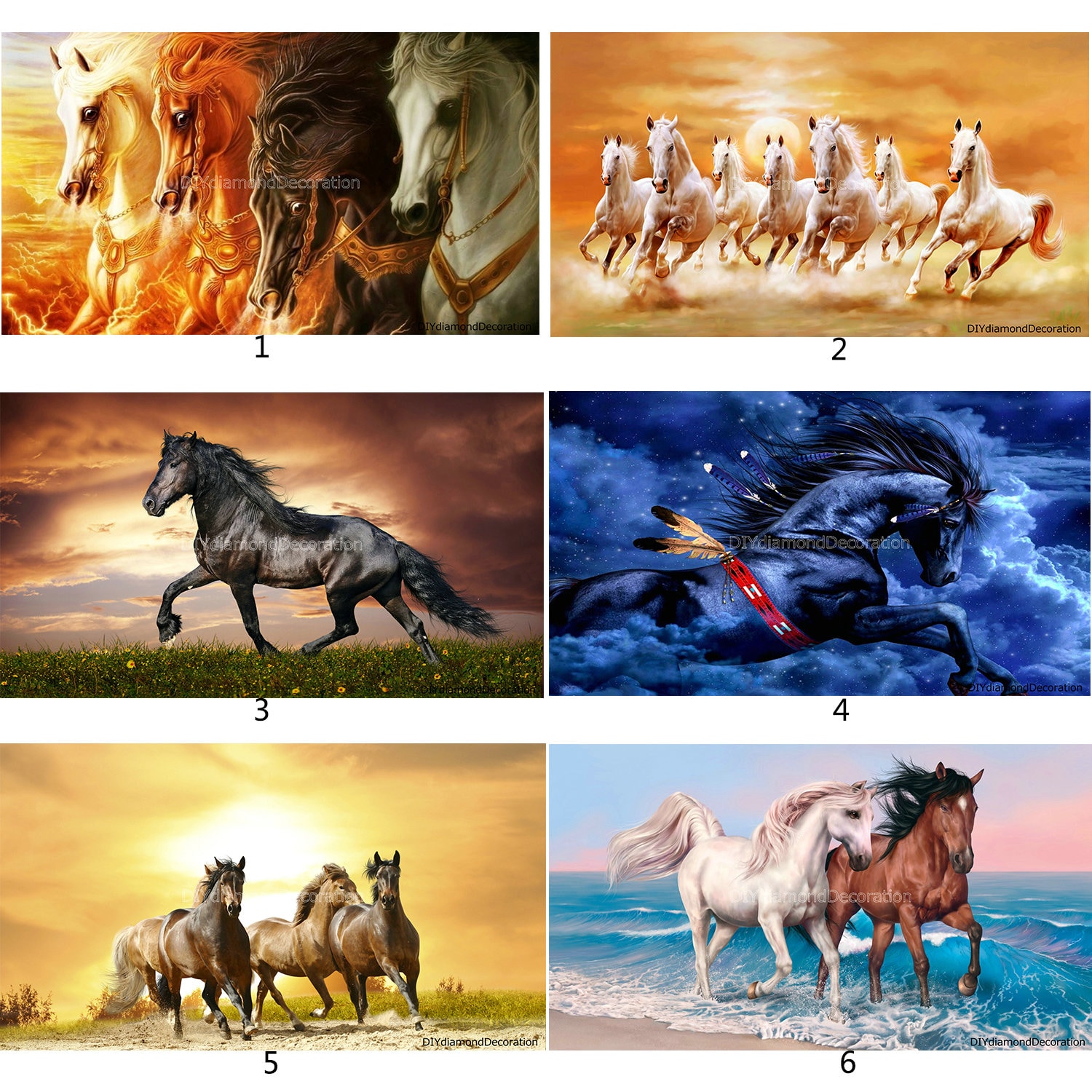 Horse 5D Diamond Painting DIY Embroidery Cross Stitch Home Decor Needlework Gift Horse 5D Diamond Painting DIY Embroidery Cross Stitch Home Decor Needlework Gift