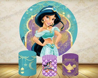 Vintage Beach Disney Jasmine & Zebra 8 Plastic Coated Plates Cake