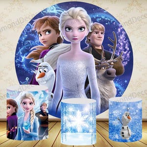 Frost Elsa Anna Rund Bakgrundsskydd och Cylinderskydd Snöflinga Födelsedagsfestdekor