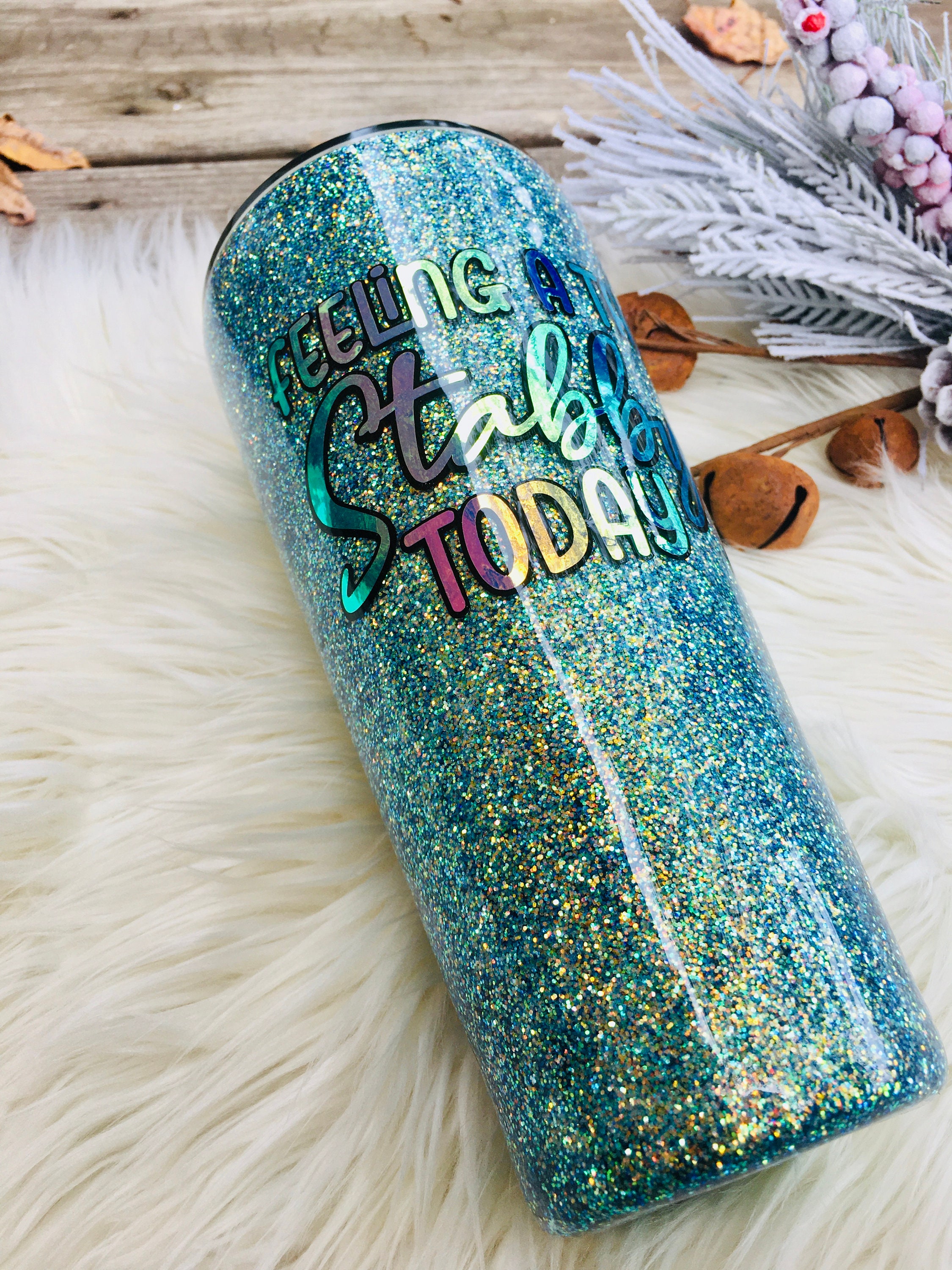 Personalized Glitter Tumbler/Ready to ship as shown/Feeling a Etsy